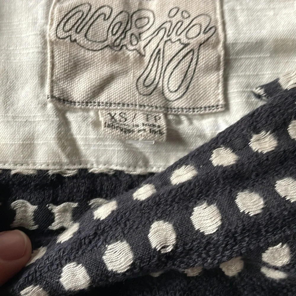 Ace & Jig black spring polka dot linen blend babydoll dress mini XS - Picture 4 of 5